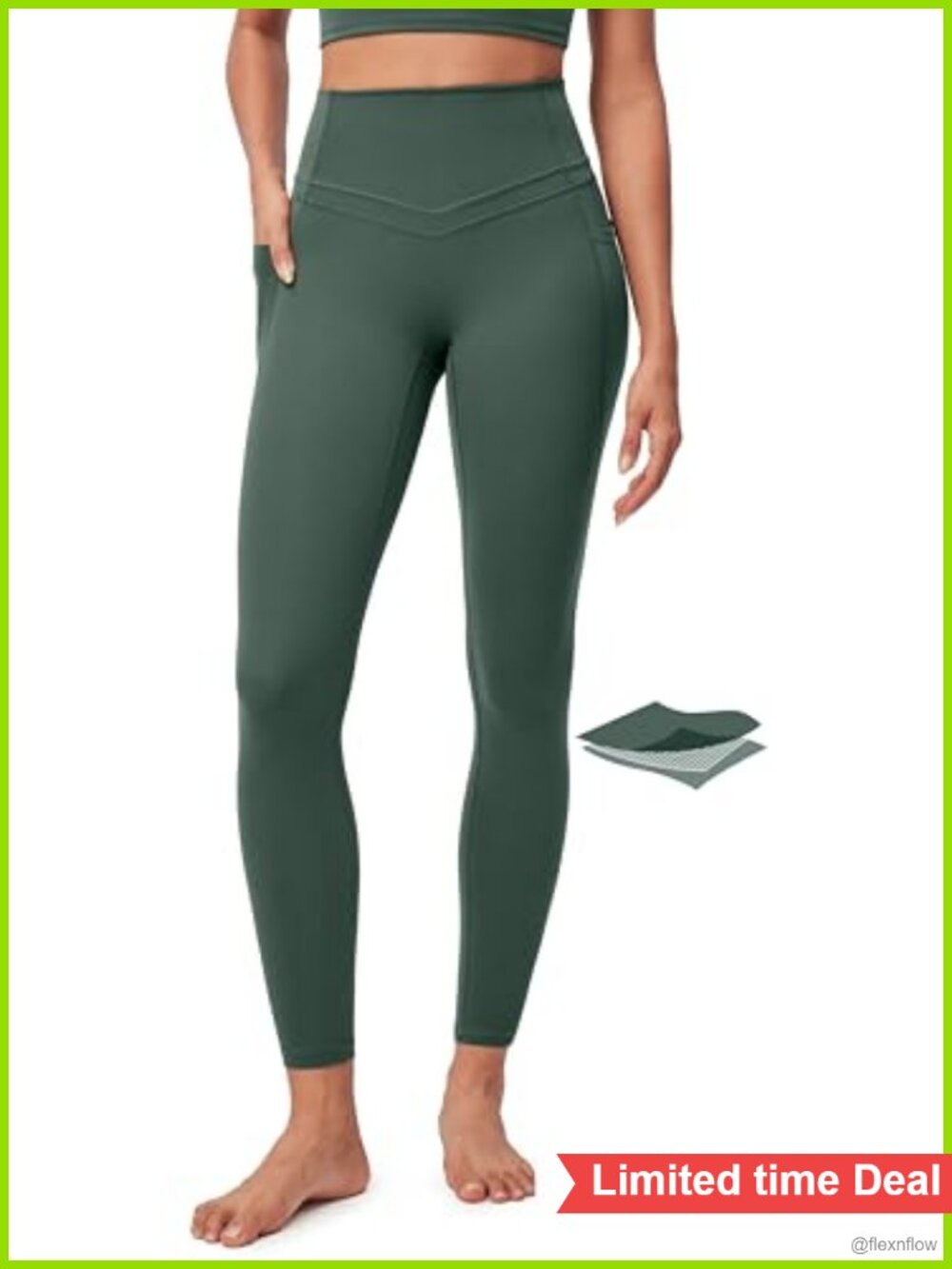 Compression Leggings with Pockets, Tummy Control High Waist Yoga Pants Nylon
